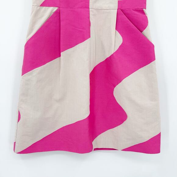 Milly Hot Pink Sand Wave Print Sleeveless Cotton Shift Dress Womens Size 6 - Picture 5 of 12